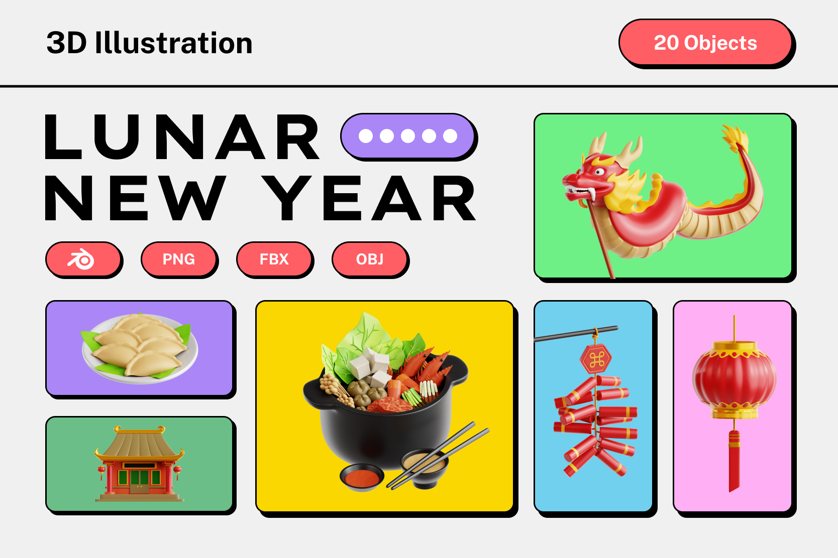 Premium Lunar New Year 3D Illustration pack from Festival & Days 3D Illustrations