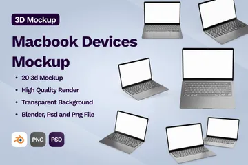 Macbook Devices Mockup 3D Icon Pack