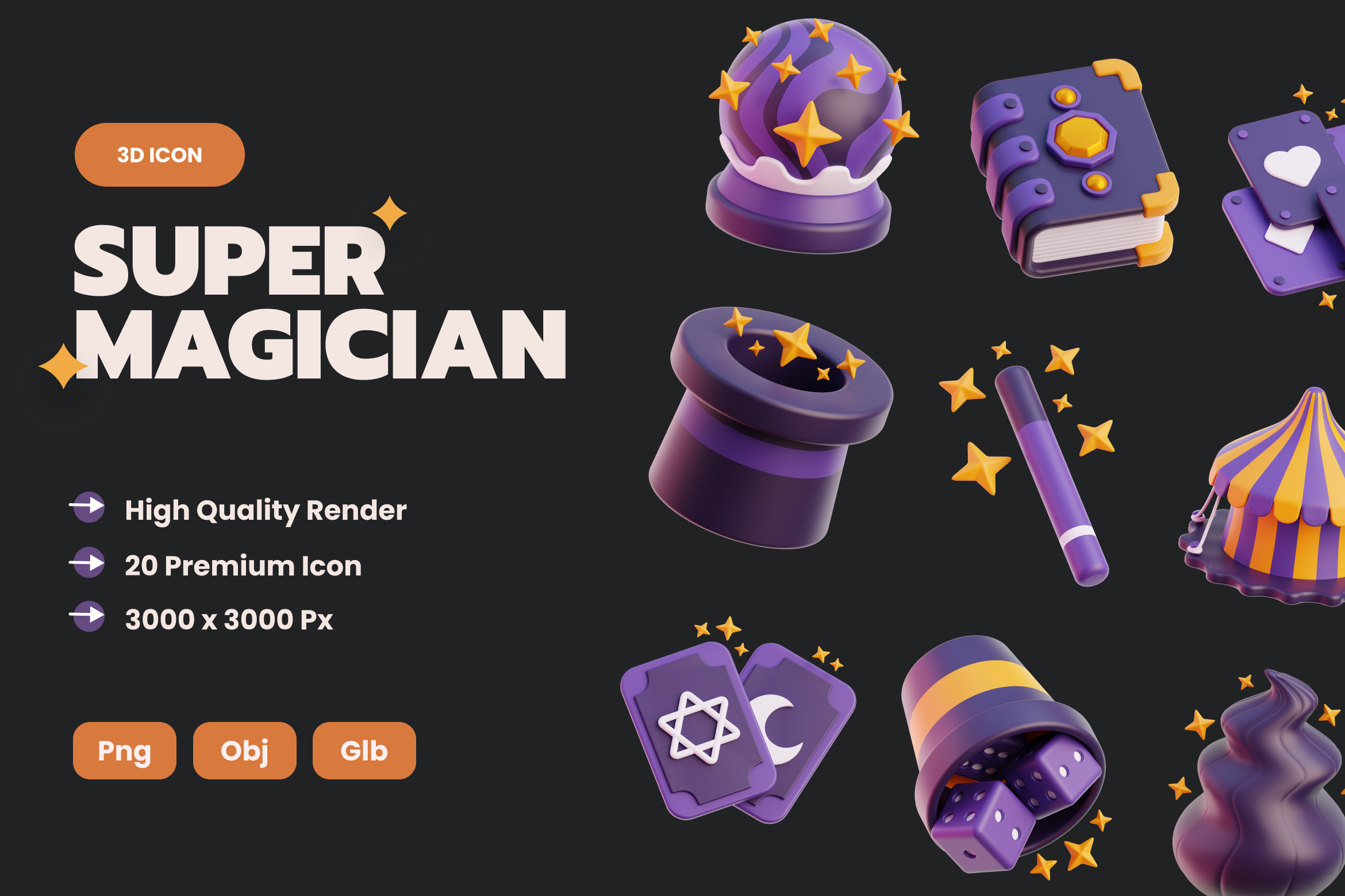 Premium Magic 3D Illustration pack from Entertainment 3D Illustrations