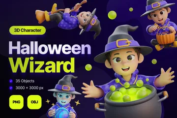 Sorcier d'Halloween Pack 3D Illustration