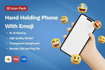 Main tenant le téléphone avec Emoji 3D Icon Pack