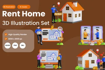 Louer une maison Pack 3D Illustration