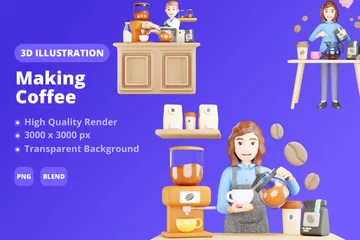 Making Coffee 3D Illustration Pack