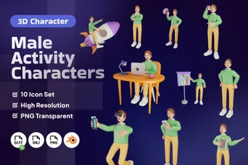Male Activity Character 3D Illustration Pack
