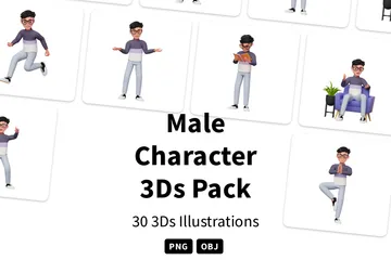 Male Character 3D Illustration Pack