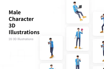 Male Character 3D Illustration Pack