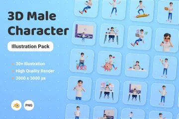 Male Character 3D Illustration Pack