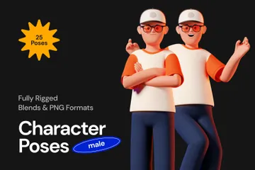Male Character Poses 3D Illustration Pack