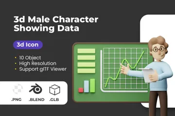 데이터를 보여주는 남성 캐릭터 3D Illustration 팩