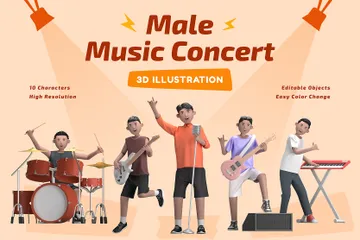 남성 음악 콘서트 3D Illustration 팩
