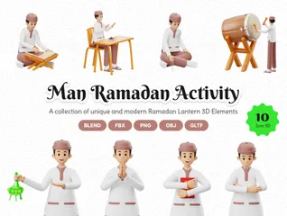 Male Ramadan Activity Character 3D Illustration Pack