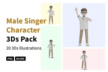 Male Singer Character 3D Illustration Pack