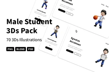 Male Student 3D Illustration Pack