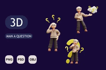 MAN A QUESTION 3D Illustration Pack