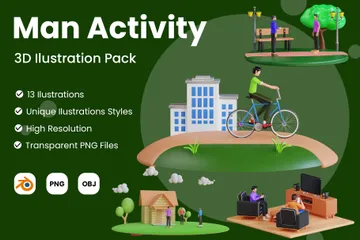 Man Activities 3D Illustration Pack