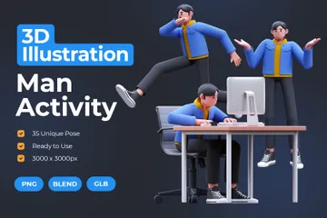 Man Activity 3D Illustration Pack