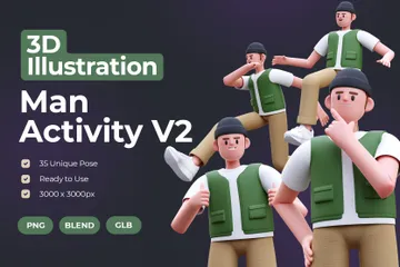 Man Activity V.2 3D Illustration Pack