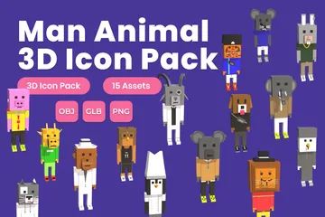Man Animal 3D Icon Pack