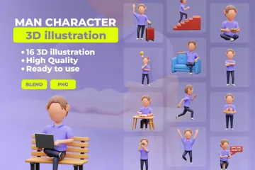 Man Character 3D Illustration Pack