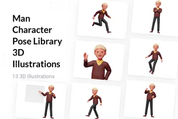 Man Character Pose Library 3D Illustration Pack
