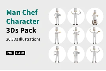 Man Chef Character 3D Illustration Pack