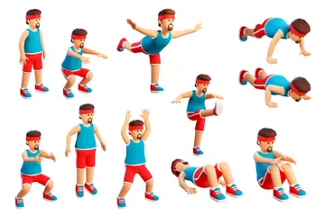 Man Exercising Doing Aerobics 3D Illustration Pack