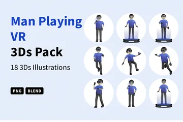 VRをプレイする男性 3D Illustrationパック