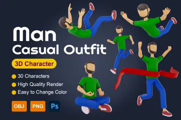 Man With Casual Outfit Full-Body 3D Illustration Pack