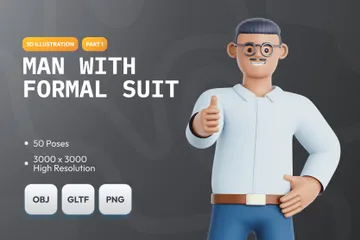 Man With Formal Suit Part 1 3D Illustration Pack