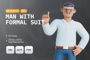 Man With Formal Suit Part 2 3D Illustration Pack