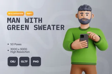 Man With Green Sweater Part 1 3D Icon Pack