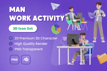 Man Work Activity 3D Illustration Pack