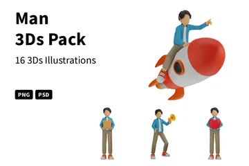 Mann 3D Illustration Pack