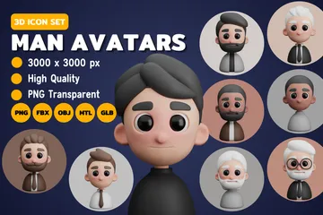 Mann-Avatare 3D Icon Pack