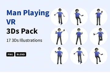 Mann spielt VR 3D Illustration Pack