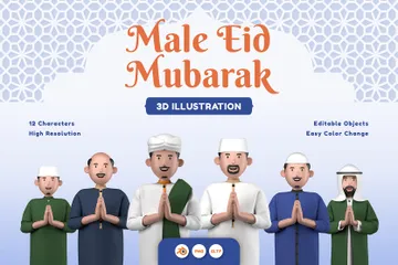 Männlicher Eid Mubarak 3D Icon Pack