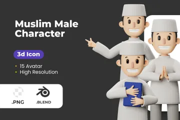 Männlicher muslimischer Charakter 3D Illustration Pack