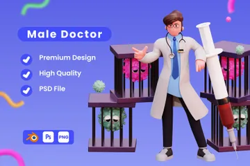 Männlicher Arzt 3D Illustration Pack