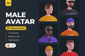 Männlicher Avatar 3D Icon Pack