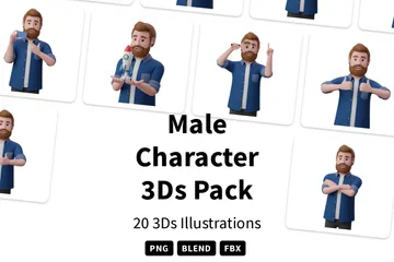 Männlicher Charakter 3D Illustration Pack
