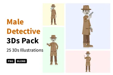 Männlicher Detektiv 3D Illustration Pack