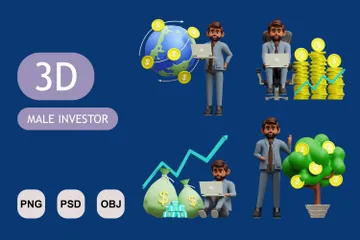 Männlicher Investor 3D Illustration Pack