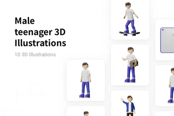 Männlicher Teenager 3D Illustration Pack