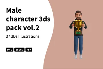 Männliches Charakterpaket Band 2 3D Illustration Pack