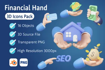 Mano financiera 3D Icon Pack