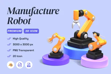 Manufacture Robot 3D Icon Pack