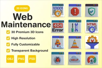 Manutenção Web Pacote de Icon 3D