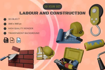 Trabalho e construção Pacote de Icon 3D