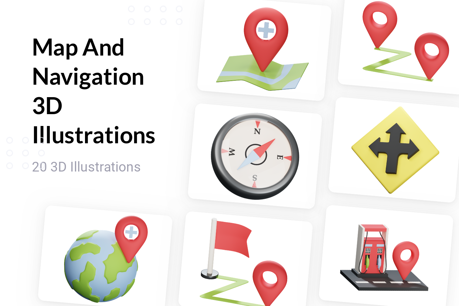 Premium Map And Navigation 3D Illustration pack from Maps And ...