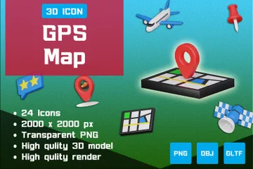 GPS / MAPA Pacote de Icon 3D